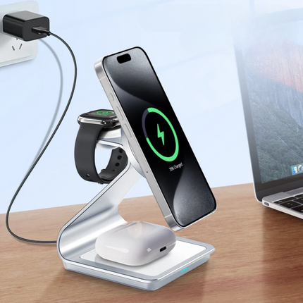 ChargeMaster 3-in-1 Draadloze Oplader - Snel & Stijlvol