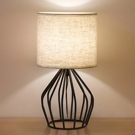 Elegante Tafellamp met Linnen Kap en Metalen Voet – Perfecte Verlichting