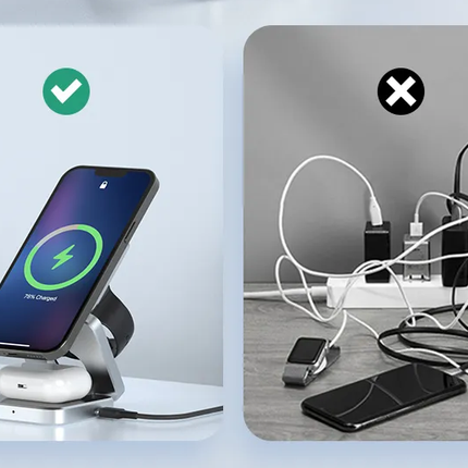 PowerFlex 3-in-1 Laadstation - Magnetisch & Opvouwbaar Opladen