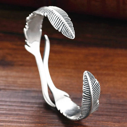 Elegante Verstelbare Armband met Betoverende Zilveren Veren