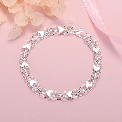 Elegante Luxe Zilveren Hartarmband – Tijdloos en Chic