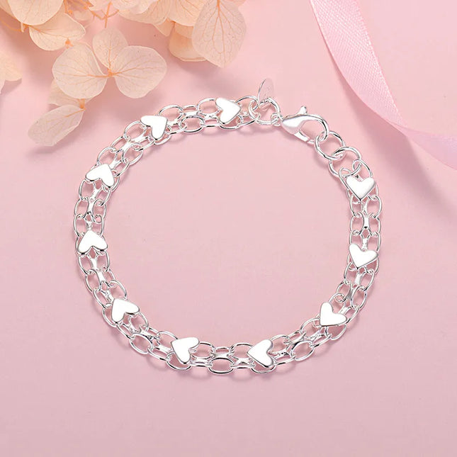 Elegante Luxe Zilveren Hartarmband – Tijdloos en Chic