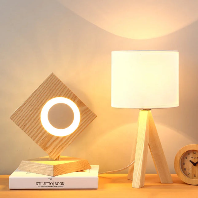 Wood Opaline - Moderne Houten Driepoot Tafellamp