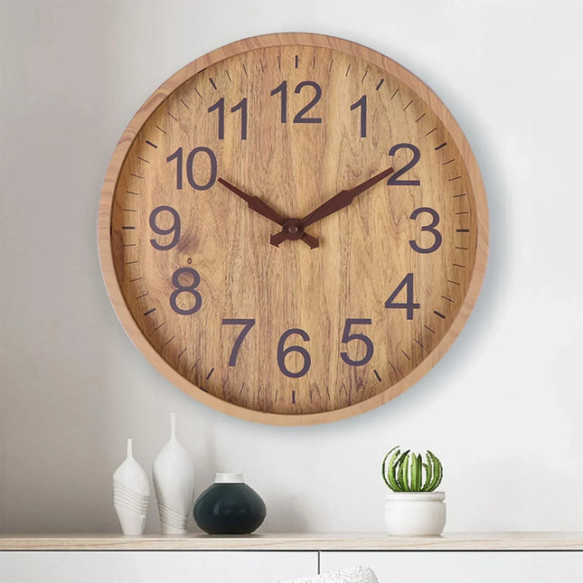 Stijlvolle Houten Wandklok 30cm - Rustgevend en Duurzaam Design