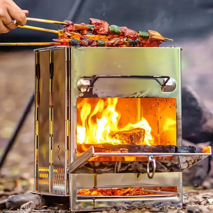 TrailFlame – Stijlvolle Opvouwbare Houtkachel van RVS