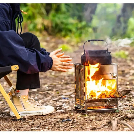 TrailFlame – Stijlvolle Opvouwbare Houtkachel van RVS