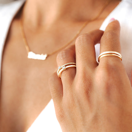 Sienna Dubbele Zirkonia Ring - Elegantie en Pracht in Één Parel!