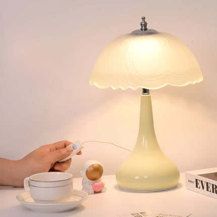 Eleganza Luxe Tafellamp – Tijdloze Paddenstoelvorm met LED Dimfunctie in Zachte Kleuren