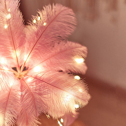 OstrichGlow Nightlight - Unieke Sfeerlamp met Roze Voet