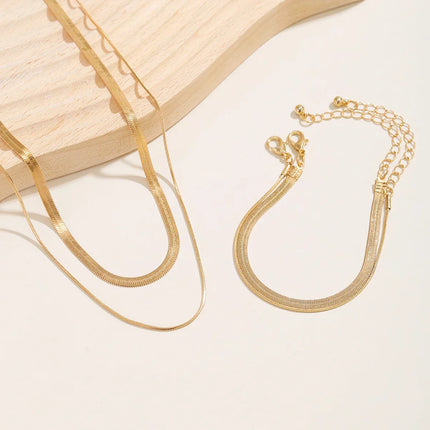 GothicElegance - Luxe Slangenketting en Armbandenset in Lagen