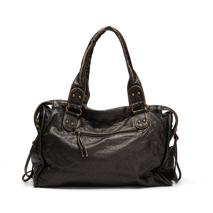 NoirClass - Elegante Zwarte Lederen Handtas