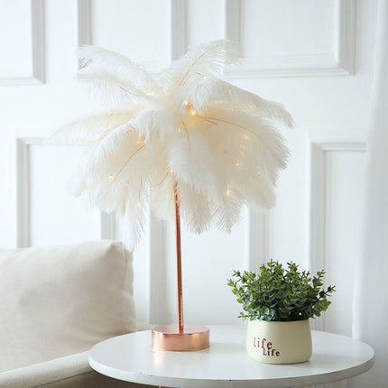 OstrichGlow Nightlight - Unieke Sfeerlamp met Roze Voet