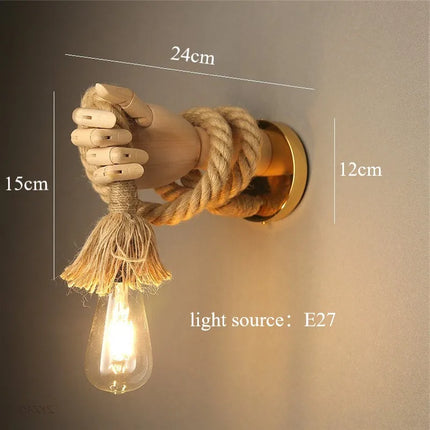 RetroHand Lamp – Unieke Industriële Handvormige Touwlamp