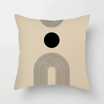 Aurum Kussenhoes - Moderne Zwart-Wit Kussenhoes met Abstracte Kunstprint
