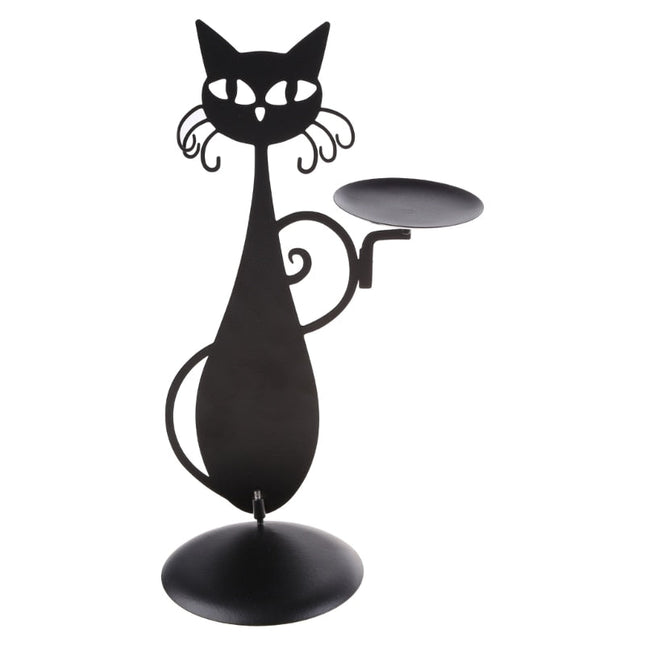 Midnight Panther - Mystieke Zwarte Kat Kaarsenhouder