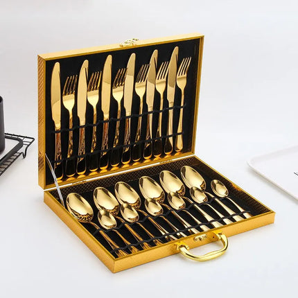 Opulent Gold Bestekset - De Elegante 24-delige Gold & Silver Bestekset