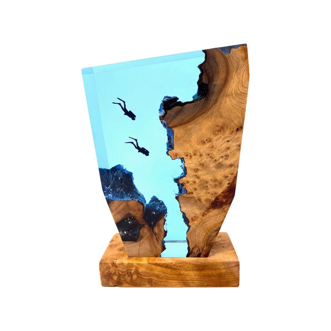 OceanGlow Luxe Verlichtende Tafellamp – Serene Epoxy Hars met USB Opladen
