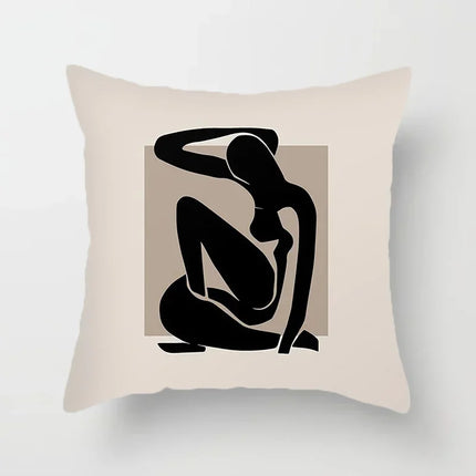 Aurum Kussenhoes - Moderne Zwart-Wit Kussenhoes met Abstracte Kunstprint