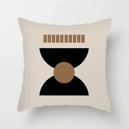 Aurum Kussenhoes - Moderne Zwart-Wit Kussenhoes met Abstracte Kunstprint