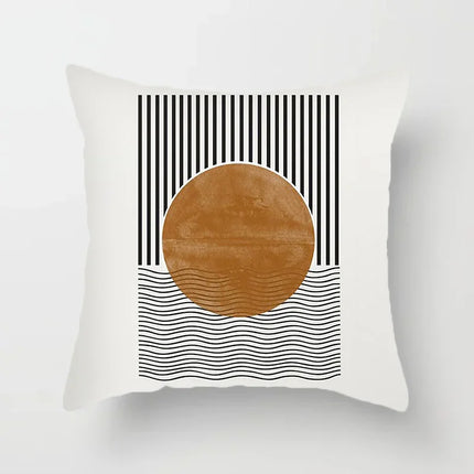 Aurum Kussenhoes - Moderne Zwart-Wit Kussenhoes met Abstracte Kunstprint