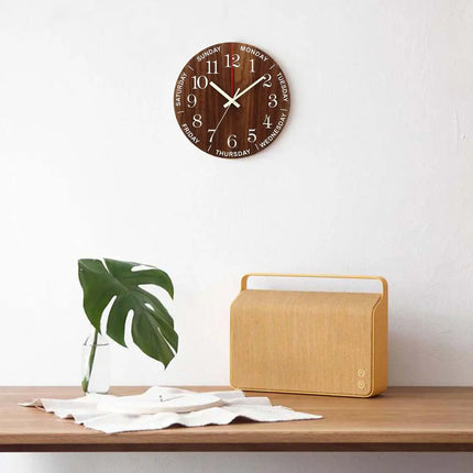 GlowClock – Luxe Houten Wandklok met Nachtverlichting
