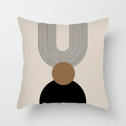 Aurum Kussenhoes - Moderne Zwart-Wit Kussenhoes met Abstracte Kunstprint