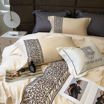 Leopard Grey – Luxe Dekbedovertrekset van Egyptisch Katoen