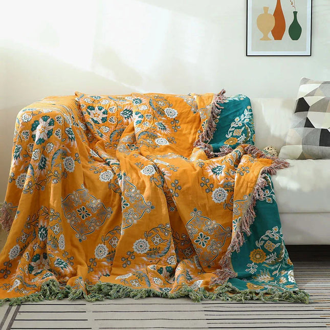 Boho Luxe Katoenen Deken - Elegantie en Comfort Voor Jouw Interieur