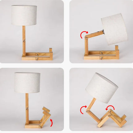Speelse Robot Tafellamp - van Duurzaam Hout voor Creatieve Ruimtes