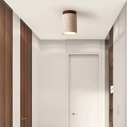 ZenElegance Wabi Sabi Luxe Plafondverlichting - Natuurlijke Travertijn LED