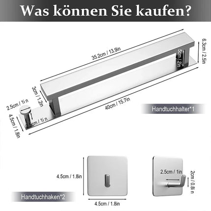 Modern Zelfklevend Handdoekrek - in Zilver en Zwart