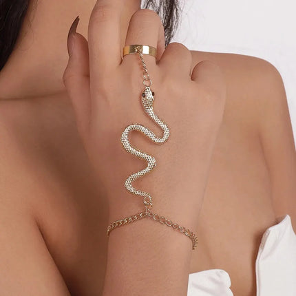 SerpentElegance – Luxe Slangenarmband en Ring Set