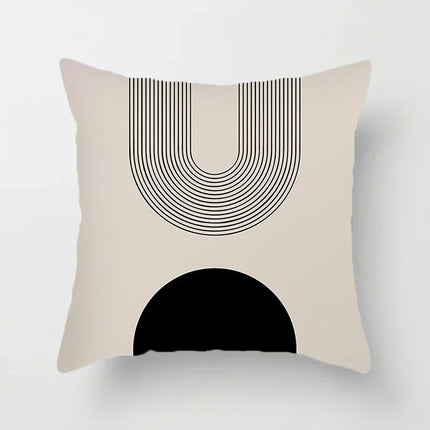 Aurum Kussenhoes - Moderne Zwart-Wit Kussenhoes met Abstracte Kunstprint
