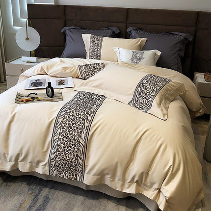 Leopard Grey – Luxe Dekbedovertrekset van Egyptisch Katoen