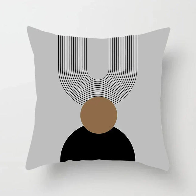 Aurum Kussenhoes - Moderne Zwart-Wit Kussenhoes met Abstracte Kunstprint