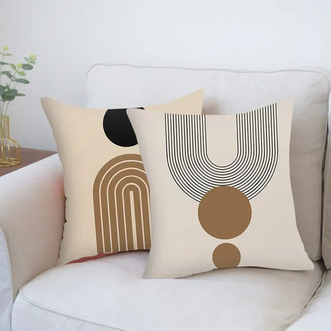 Aurum Kussenhoes - Moderne Zwart-Wit Kussenhoes met Abstracte Kunstprint