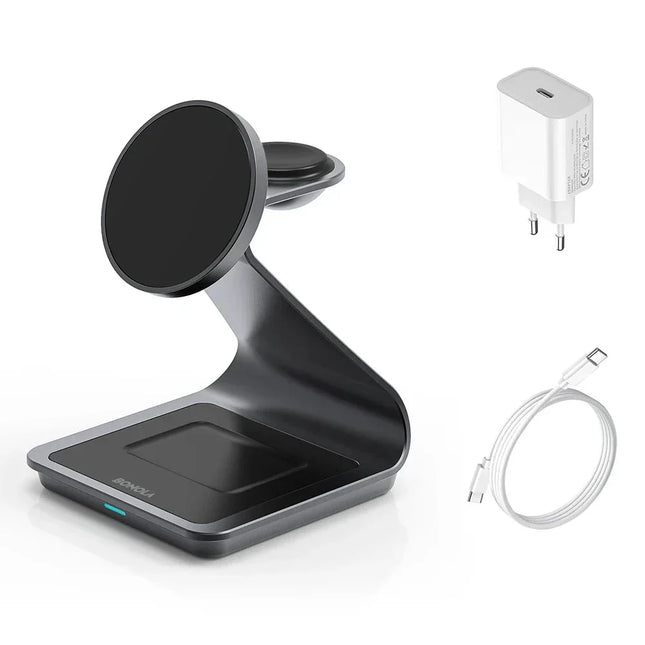 ChargeMaster 3-in-1 Draadloze Oplader - Snel & Stijlvol