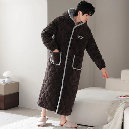 HoodedComfort Badjas - Luxe Flanellen Badjas met Capuchon