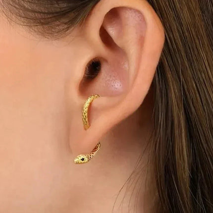 SerpentEdge Earrings - Elegante Slangvormige Oorbellen