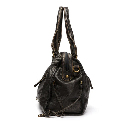 NoirClass - Elegante Zwarte Lederen Handtas