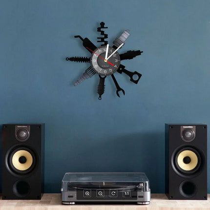 AutoRepair Clock - Moderne Garage Vinyl Wandklok