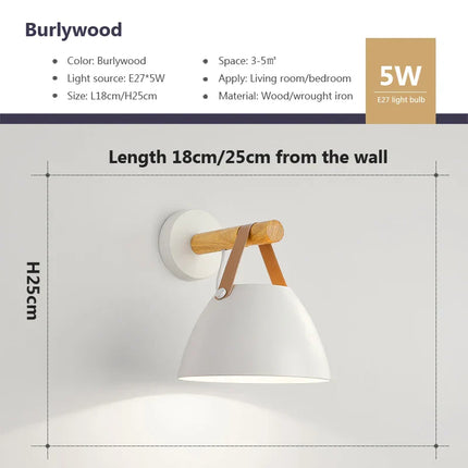 NordicGlow Light - Houten LED Wandlamp met Lederen Accenten