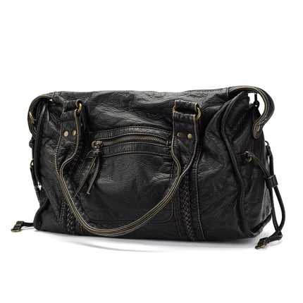 NoirClass - Elegante Zwarte Lederen Handtas