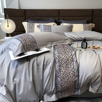 Leopard Grey – Luxe Dekbedovertrekset van Egyptisch Katoen