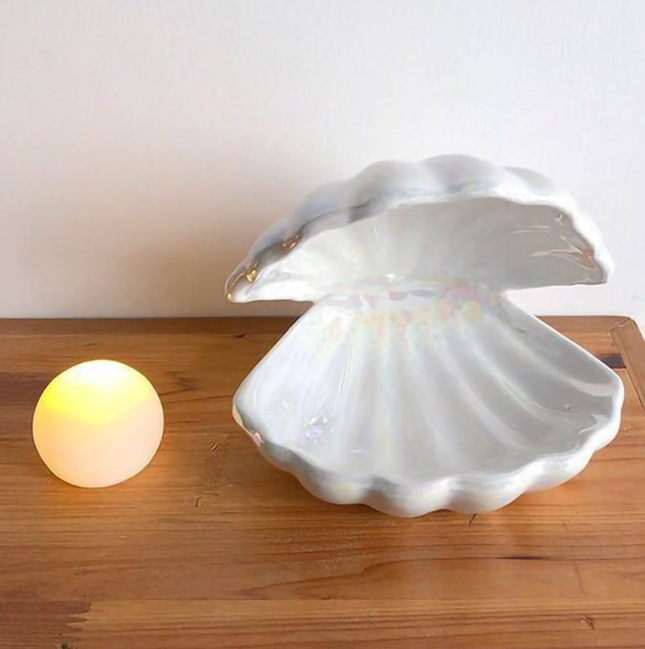 ShellGlow Lamp – Elegante Schelpen Verlichting met Parel
