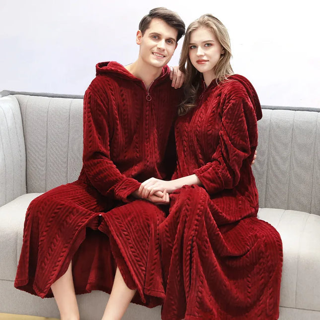 HoodedHug Badjas - Luxe Flanellen Badjas voor Koppels