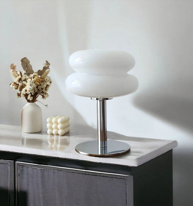 Elegante Macaron Glazen Tafellamp met USB - 3 Lichtkleuren
