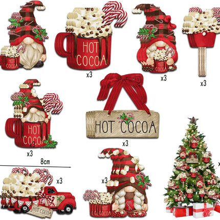 GnomeMagic Kerstdecoratie - Charmante Houten Kerstornamenten