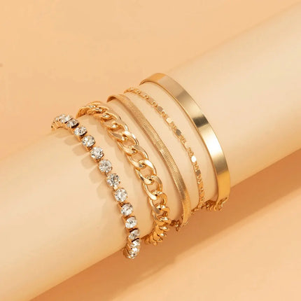 SnakeEdge Bracelet Set - 5-delige Slangenketting in Metaal