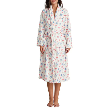 BlossomWrap Badjas - Luxe Flanellen Badjas met Bloemmotief